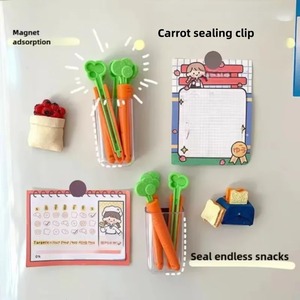 5pcs/ Set Cute Carrot Sealing <b>Clip</b> Magnetic Absorption Nano Box Small Snack Bag Tea Sealing <b>Clip</b> Artifact - Product Image 4