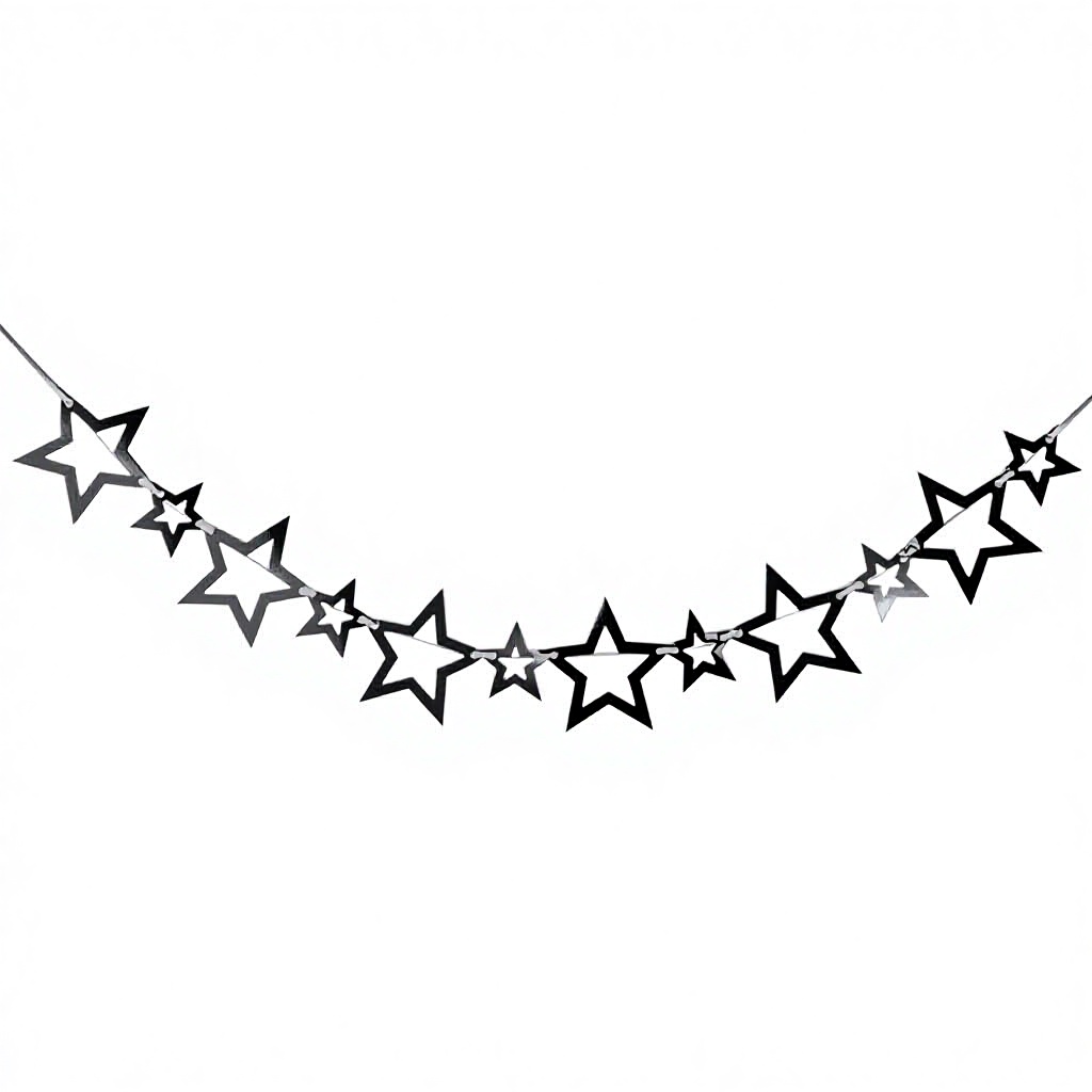 Hollow small and large silver five-pointed stars