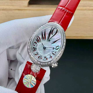 Montre de luxe pour femme, mécanique automatique, haute précision, avec boîtier ovale argenté miniature multicolore personnalisé et lunette sertie de diamants - Product Image 1