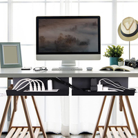 Organisateur de câbles robuste sous bureau blanc, sans perçage, avec pince de fixation pour gestion des fils et cordons