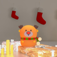 Lampe de chevet LED mignonne en silicone en forme de renne de Noël, rechargeable, décoration de vacances, cadeau pour chambre d'enfant
