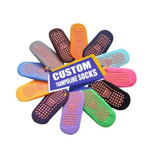 Custom Trampoline Grip Socks Adults Non Slip Trampoline Jump Grip Socks With Design Your Own Logo