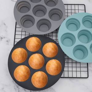 Moule de cuisson en silicone alimentaire pliable à 7 cavités, rond, multi-trous, pour gâteaux, best-seller transfrontalier - Product Image 1