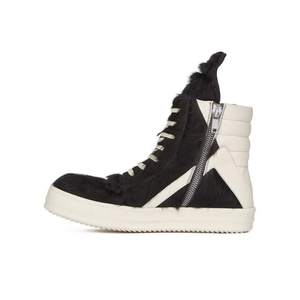 Chaussures de luxe de créateur style RO Owens en cuir véritable et crin de cheval, à lacets, nouvelles, montantes, motif triangle inversé, ambiance tendance, décontractées pour couple - Product Image 5