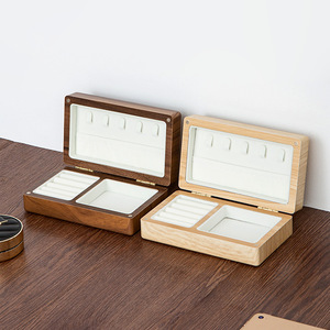 Fan Yu Wooden Jewelry <b>Box</b> Rectangle Lids Elegant Storage For Rings Earrings Gold Jewelry - Product Image 1