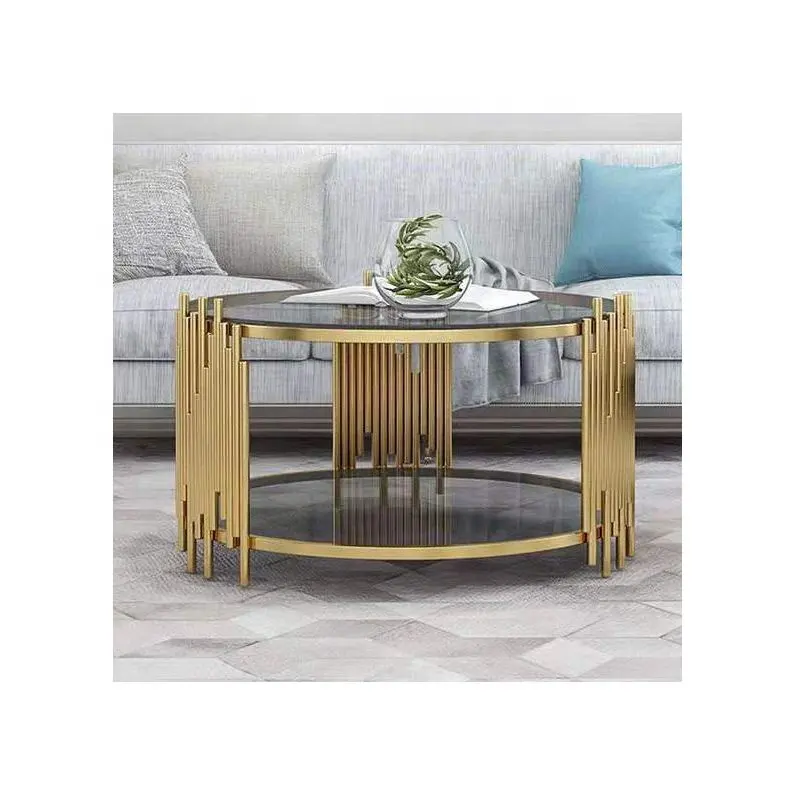 2024 Made in China 디자인 북유럽 스타일 스테인레스 스틸 금속 라운드 거실 커피 테이블