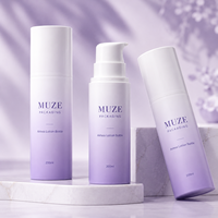 Vente en gros de flacons de lotion sans air en plastique PET de 200 ml, luxueux et mats, avec pompe cosmétique, impression personnalisée du logo et de l'étiquette