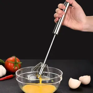 Batteur à œufs semi-automatique en plastique, fouet écologique pour cuisine domestique, mélangeur manuel avec ustensiles à crème auto-tournants - Product Image 4