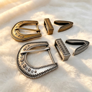 Custom Hot Sale Products 30mm Vintage Pattern Metal Three piece <b>Belt</b> <b>Buckle</b> <b>Belt</b> <b>Buckle</b> Waist Accessories - Product Image 1
