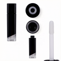 Gloss à lèvres transparent de luxe personnalisé, forme carrée ou ronde, 11,5 ml, tubes ABS, bouchon à vis, étiquette privée, applicateur brosse, impression sérigraphique