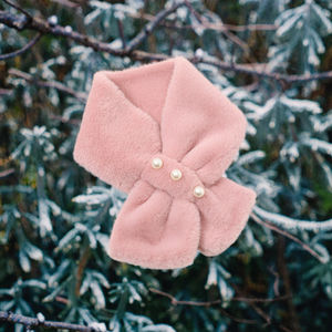 Sciarpa/Stola Invernale Corta con Collo in Pelliccia Sintetica di Coniglio e Perle per Donna - Product Image 3