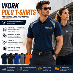 เสื้อโปโลทำงานพร้อมโลโก้ที่กำหนดเองพิมพ์สีบล็อกเครื่องแบบทีม unisex เสื้อโปโลพนักงานชุดทำงานระบายอากาศได้ดี - Product Image 1