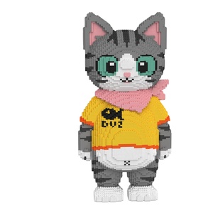 Kích thước lớn nông thôn tabby mèo xây dựng khối thiết lập tự làm Mèo Đen kết nối gạch xây dựng đồ chơi lắp ráp Mèo Trắng Mô hình đồ chơi Quà tặng - Product Image 1