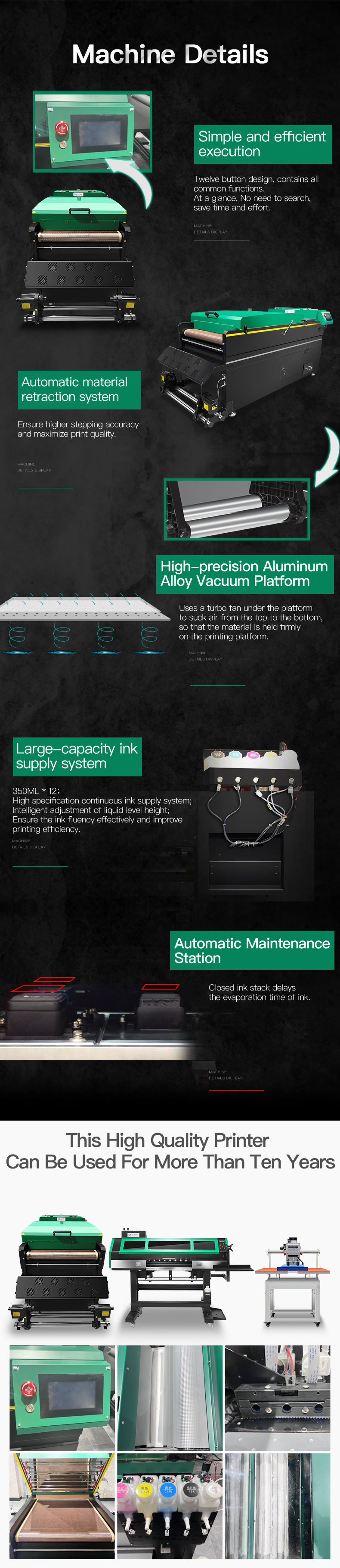 2022 Top Selling MTuTech Best DTF Printer Printing Machine (40cm ) 60cm  (2 head) 4 head Inkjet T shirt Printing Machine
