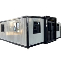 Maison conteneur préfabriquée pliable et extensible à double aile pour école miniature, camping, salle de classe pour personnes âgées, hôtel, complexes hôteliers, cabane de plage, restaurant