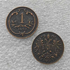 Monete Commemorative in Stile Antico dell'Austria-Hapsburgo del 1892, 1 e 2 Heller, <span class=keywords><strong>Franz</strong></span> Joseph I, Regali, Decorazioni per la Casa - Product Image 1