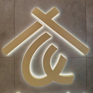 Lettres encastrées murales personnalisées en acier inoxydable chromé brossé écologique avec bandes LED acryliques rétroéclairées pour la publicité - Product Image 6