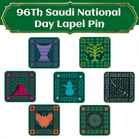 En stock : Badge et autocollant 96 pour la Fête nationale d'Arabie Saoudite 2026, symbole des sept qualités fondamentales, valeur culturelle, promotions de vacances, cadeau souvenir KSA
