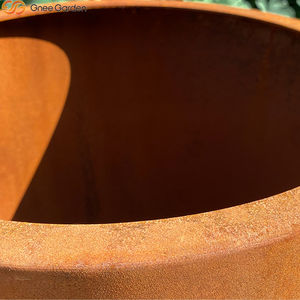Jardinière ronde classique en acier Corten tendance 2026 - Pot de fleurs robuste en acier patinable pour jardin - Product Image 4