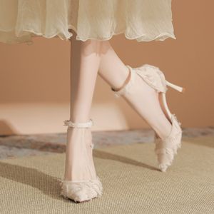 Zapatos de Tacón Alto con Punta en Pico y Correa en el Tobillo, Tacón de Aguja, Hebilla Sólida, Moda, Tendencia, Zapatos de Mujer, Nuevo Estilo de Primavera 6693-8 - Product Image 3