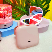 Miroir de maquillage LED portable avec lumière rechargeable, grossissement 2x, ultra-fin, populaire auprès des influenceurs en ligne