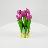 Lot de 5 mini-tulipes artificielles en PU, aspect naturel, en pot, pour centre de table et décoration de maison et d'hôtel