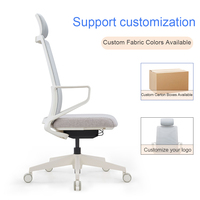 Chaise de bureau pivotante moderne en maille avec accoudoirs fixes, appui-tête réglable, design ergonomique, hauteur réglable pour usage domestique ou professionnel
