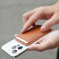 Dompet Harga Pabrik Minimalis Penyangga Ponsel Tempat Kartu Kredit Penutup Kancing Klip Magsafe Magnetik RFID Blocking Kulit PU