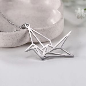 Collier en acier inoxydable avec grue Origami pour femmes et filles, ras du <span class=keywords><strong>cou</strong></span>, cadeaux <span class=keywords><strong>de</strong></span> noël - Product Image 4