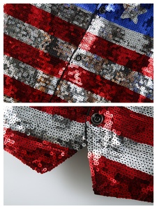 Gilet à paillettes pour <span class=keywords><strong>homme</strong></span> avec étoiles et rayures, gilet drapeau américain rouge, blanc et bleu, <span class=keywords><strong>tenue</strong></span> de défilé du 4 juillet pour <span class=keywords><strong>homme</strong></span>, costume de fête - Product Image 5