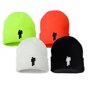 Billie Eilish Topi Rajut Hip Hop Pria Wanita, Topi Beanie Rajut Logo Bordir 100% Akrilik untuk Pria dan Wanita