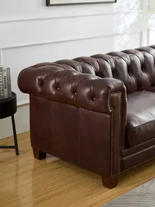 Luxury Modern Minimalist Deep Red 3 Seater Leather Sofa Can Be Customized For Use In Homes And Apartment Offices