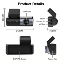 Caméra embarquée OEM/ODM 3,19 pouces 4K HD avant 1080P arrière double objectif WIFI avec surveillance de stationnement 24H, GPS et enregistrement en time-lapse DVR