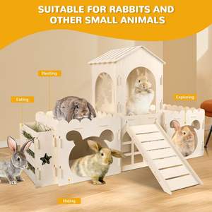 <span class=keywords><strong>Lapin</strong></span> Multi-Chambre Petit Animal Bois <span class=keywords><strong>Lapin</strong></span> Playhouse Habitat Tunnel pour <span class=keywords><strong>Lapin</strong></span> <span class=keywords><strong>Nain</strong></span> Cochon d'Inde Chinchilla Hérisson Écureuil - Product Image 2