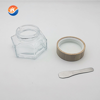 Pot en verre hexagonal écologique pour crème contour des yeux 15g 20g 30g avec couvercle en bambou, emballage cosmétique personnalisé, pot en verre pour crème
