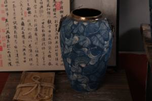 Jarrón <span class=keywords><strong>de</strong></span> cerámica azul con flores para decoración del hogar, diseño único <span class=keywords><strong>de</strong></span> lujo chino a mano - Product Image 4