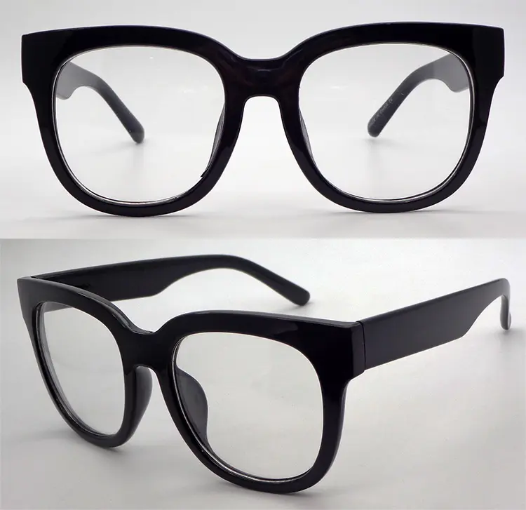 CE OEM Kacamata Pelindung Uv Wanita, Bingkai Kacamata Tahan Lama Bahan Pc Ukuran Besar Mode Atas Kotak