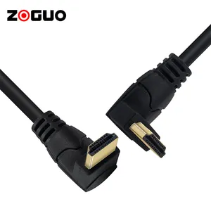 批发定制徽标HDMI电缆直角270度弯头HDMI 2.0电缆4k超高清3D 1080P用于PC笔记本电视