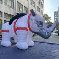 Figurine de rhinocéros gonflable personnalisée en PVC imprimé, réplique animale pour événements, décoration publicitaire