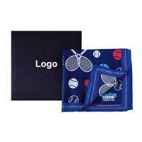 Écharpes et foulards en soie 100% pour femmes, personnalisables avec logo, motif raquette de tennis, bleu, blanc, rouge, impression sur mesure, vente en gros