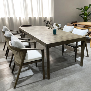 Ensemble de salle à manger de luxe en teck pour hôtel, villa ou resort, résistant aux intempéries, mobilier de patio en bois massif, table et chaises - Product Image 3