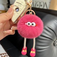 Groothandel Schattige Cartoon Kunstbont Langbenige Kleine Kolenbal Auto Sleutelhanger Bal Kleine Hangende Pluche Tas Charm Figuur Pop