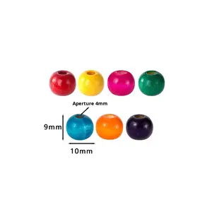 DIY Schmuckzubehör 10MM Runde Großloch-Holzperlen mit Buntem Lack für Kinder-Handarbeit, Schuhe und Taschen aus Yiwu - Product Image 3