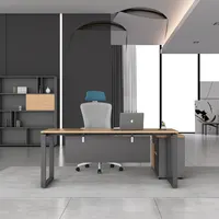 Meja Tulis Kantor Komputer untuk Workstation Rumah Kantor dengan Desain Bersih, Warna Walnut + Kaki Hitam