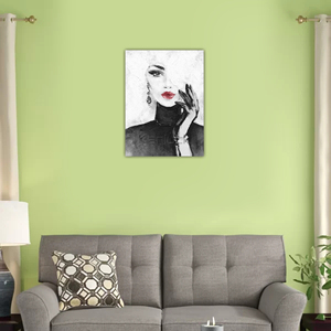 Elegante Mujer con Labios Rojos Atrevidos y Accesorios Dramáticos, Impresión Digital en Lienzo sobre Óleo, <span class=keywords><strong>Arte</strong></span> de Pared de 40x50cm para Decoración - Product Image 3