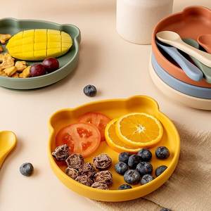 Plato de Silicona Redondo con Forma de Oso, Certificado para Uso Alimentario, Libre de BPA, Plato de Silicona Colorido de Grado Alimentario - Product Image 1