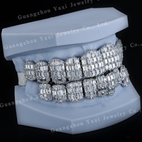Grillz dentaire personnalisé en or massif 14K, coupe princesse, pour dents supérieures et inférieures, style Hip Hop, sertissage invisible certifié