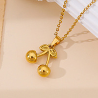Trendy unisex roestvrijstalen ketting met 18K vergulde schakels en fruitbedel, cadeau