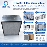 H13 HEPA Tiefgefalteter Box-Luftfilter 605x605x292mm (23,8x23,8x11,5 Zoll) Aluminiumrahmen für HVAC-Belüftungssysteme