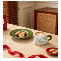 Ensemble tasse et soucoupe en céramique haute couture, idéal pour Instagram, pour couples et service de thé floral pour dames, ensemble de mugs en porcelaine